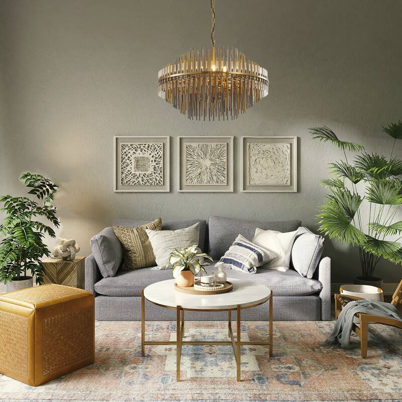 Gold Metal Ceiling Fixture With Pearl Black Hardware