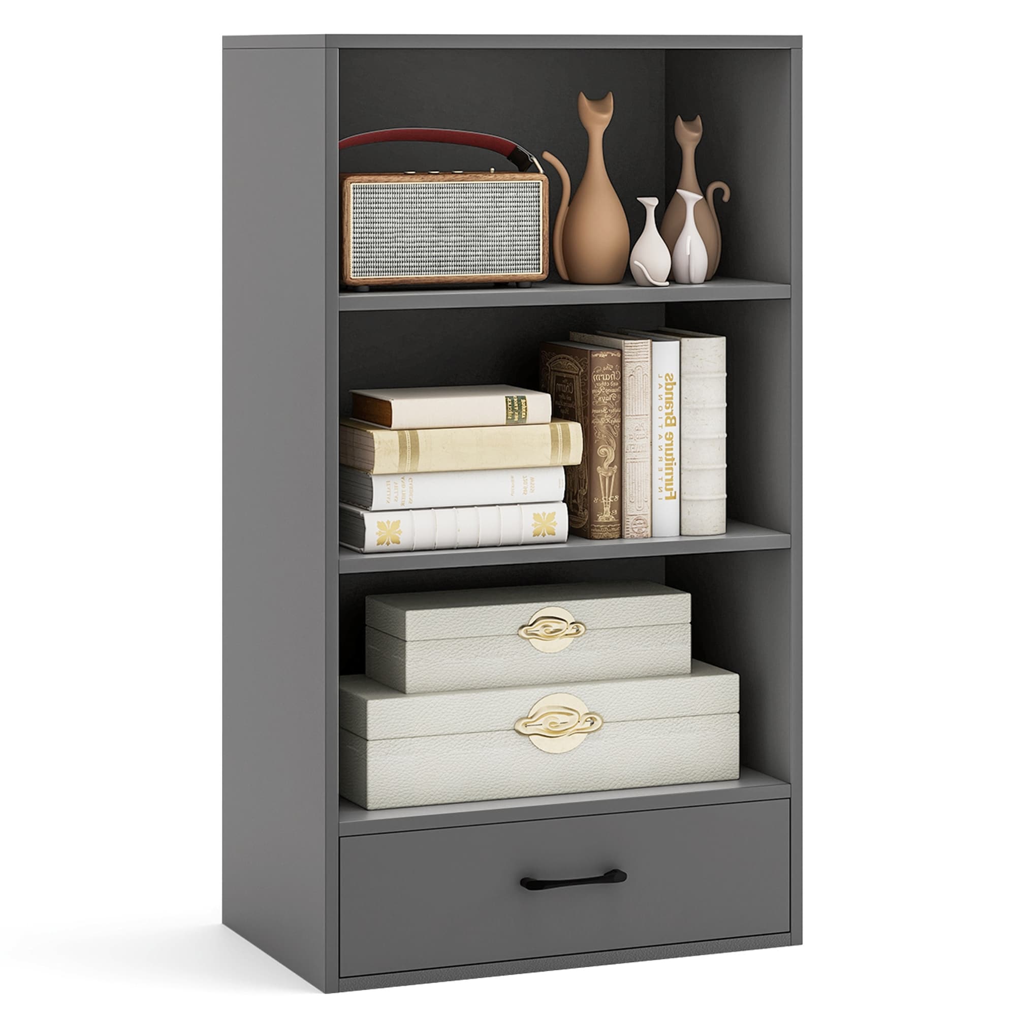 Costway 4-Tier Bookcase 48'' Display Bookshelf Storage Organizer with