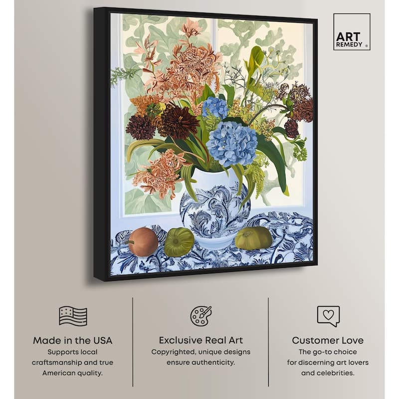 Blue Vase Bounty Canvas by Art Remedy