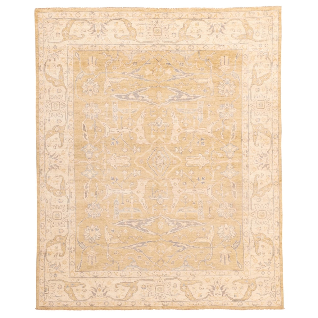 ECARPETGALLERY Hand-knotted Peshawar Oushak Gold Wool Rug - 8'1 x 9'10