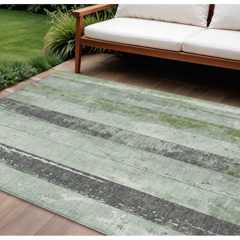 HomeRoots Striped Transitional Rectangle Outdoor Rug