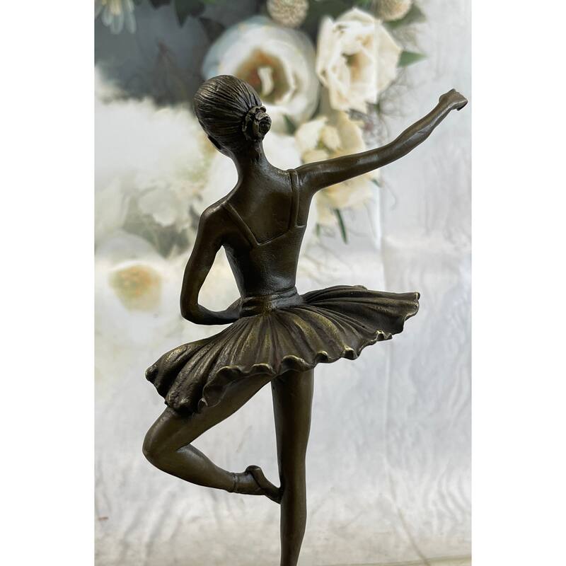 11 Inches Tall Bronze Dancer Ballerina Bronze Statue Handmade Marble Base Vintage Art