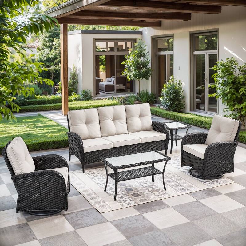 Gymojoy Outdoor Wicker Patio Furniture Sofa Set - Luxurious Comfort, Weather-Resistant