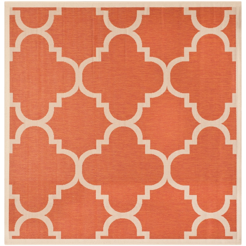 SAFAVIEH Courtyard Maryanne Indoor/ Outdoor Waterproof Patio Backyard Rug - 6'7" x 6'7" Square - Terracotta