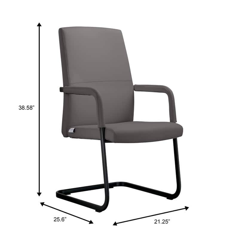 Evander Padded Leather Office Chair with Aluminum Frame, Fixed Armrests, Sponge Cushion, Easy-Clean Design & Quick Assembly
