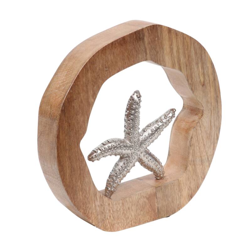 Decorative Figurine on Round Wooden Stand Sculpture