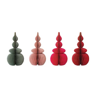 Paper Folding Honeycomb Tree with Glitter Edge, Set of 4