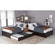 preview thumbnail 4 of 7, Espresso Double Twin Pine L-shaped Platform Bed with Convertible Trundle, Drawers, Built-in Desk
