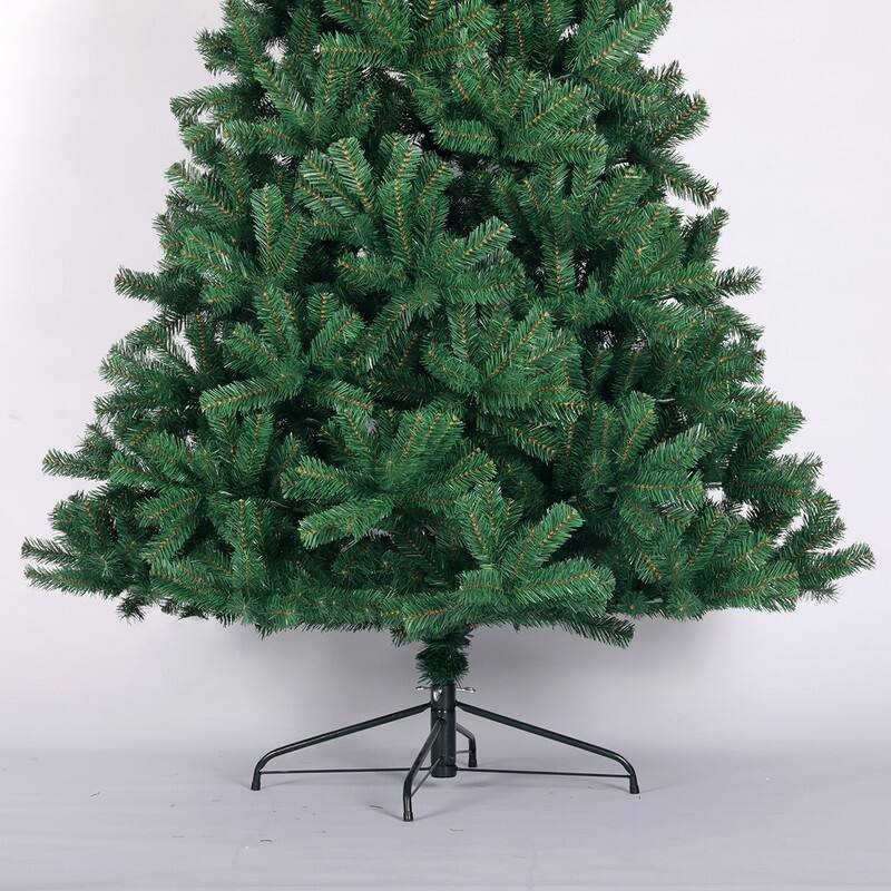 Artificial Christmas Tree Full Natural Spruce Foldable Metal Stand Unlit Green