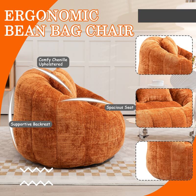 HOMEFUN Chenille Upholstered Durable Comfort Lounger High Back Bean Bag Loveseat Sofa