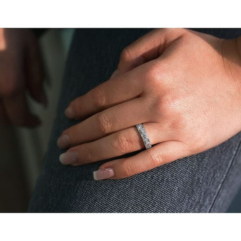 Annello by Kobelli Drusilla 10k White Gold Mixed-cut Diamonds Multi-Row Ring