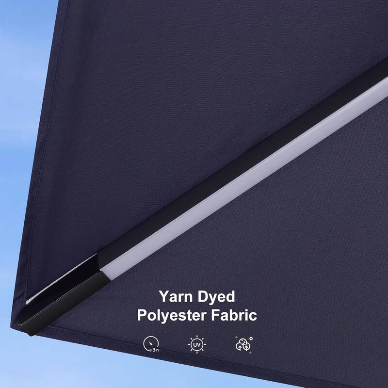 PURPLE LEAF 10 ft Solar Powered LED Patio Cantilever Umbrella with 360-degree Rotation