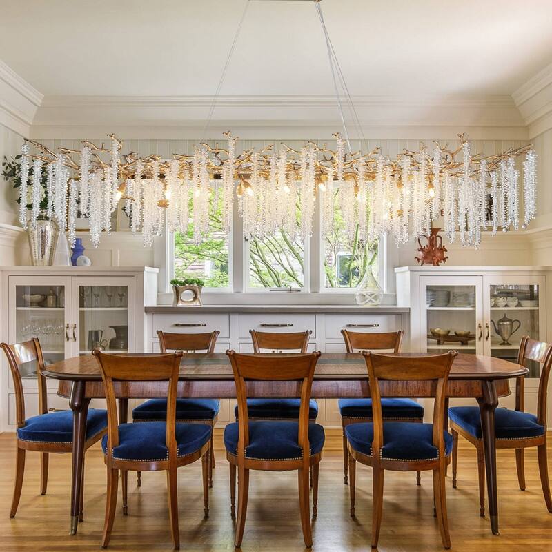KAYLA Indoor Rectangle Crystal Chandeliers, Dining Room Light, Pendant Light Fixture for Kitchen Island