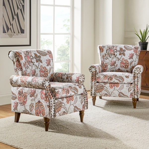 HULALA HOME Nyctelius Traditional Polyester Accent Arm Chair with