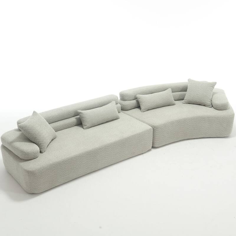 139" Boucle Curved Modular Sectional Sofa, No Assembly