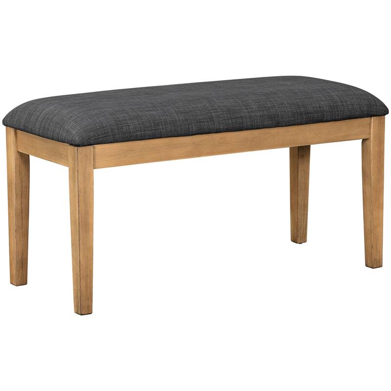 78.1inch Extendable Dining Table Set for 6, Kitchen Table Set with Bench and 4 Chairs,3.8inch Thick Tabletop and Trestle Legs