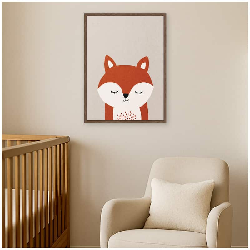Kate and Laurel Fox by July Art Prints Framed Canvas Wall Art Print