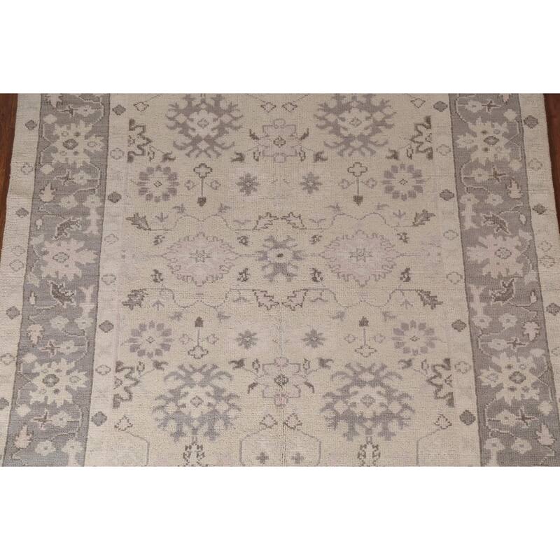 Ivory Oushak Indian Area Rug Hand-Knotted Wool Carpet - 6'3"x 8'8"