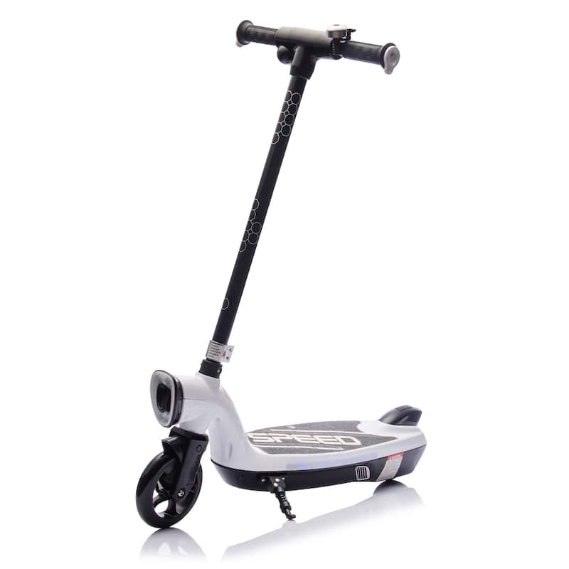 Kids Ride On Electric Scooter With Kickstand,Scooter Bell,Wider Pedal,Non-Slip Handle,Colorful LED Lights,For Kids 6+.