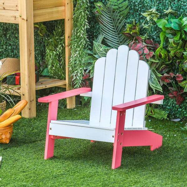Outsunny Kids Pine Wood Adirondack Lounger Chair With Slat Style Backrest And Wide Seat For Age 1 4 20 X 19 75 X 20 75 On Sale Overstock 33425384