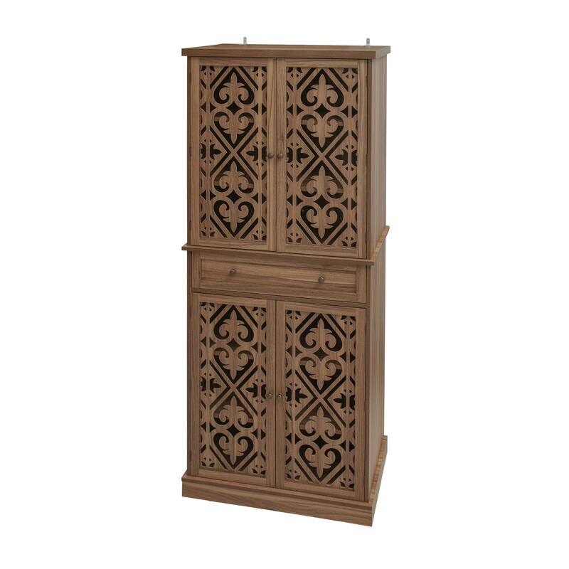 Multi-Functional Wooden Accent Cabinet, Kitchen Pantry with 1 Drawer & 4 Doors, Storage Cabinet with 4 Adjustable Shelves