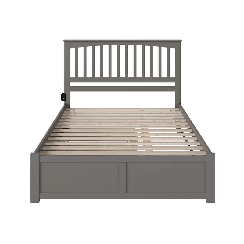 Urban Upmarket Grey Platform Bed - Twin XL Trundle, Footboard, 800lb Capacity, HomeStock