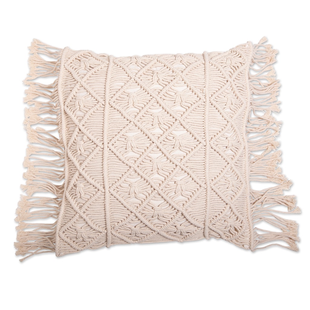 Novica Handmade Cloud Cover Cotton Macrame Cushion Cover