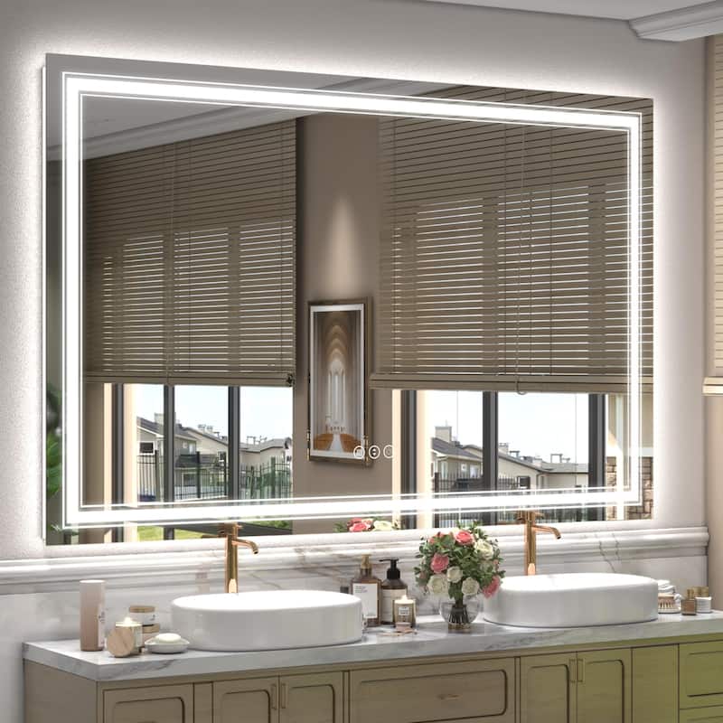 55x36 Inch Frameless LED Bathroom Mirror,Smart Mirror - White