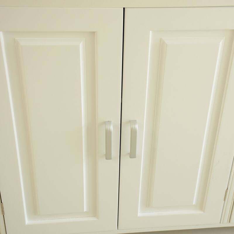 Kitchen Island & Kitchen Cart, Mobile Kitchen Island, Rubber Wood Top, Big & Adjustable Shelf Inside Cabinet