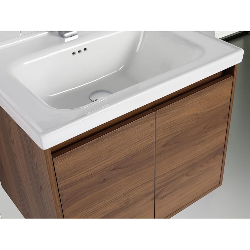 Blossom 24" Wall-Mounted Floating Bathroom Vanity with Ceramic Sink