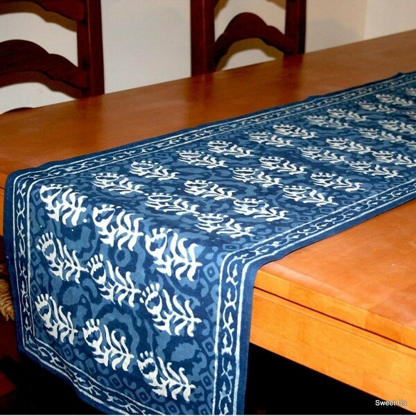 Indigo  Dabu Block Print Cotton Table Placemat 19" x 13" Blue 