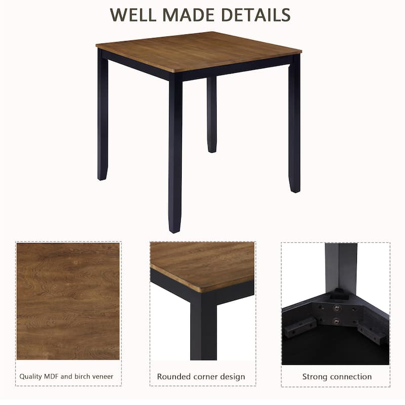 5-Piece Counter Height Dining Table Set with 4 Chairs, Classic Wooden Dining Table Set for 4