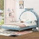 preview thumbnail 2 of 6, Twin Size Upholstered Platform Bed Frame with Alarm Clock Shaped Headboard