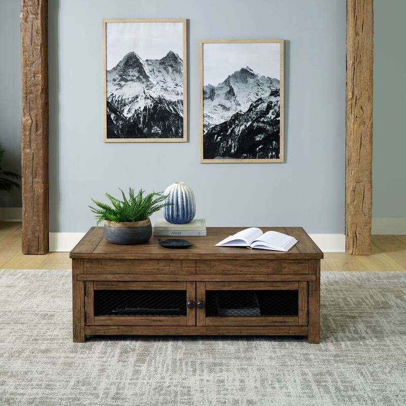 Pinebrook Ridge Weathered Toffee Lift Top Cocktail Table - Weathered Toffee