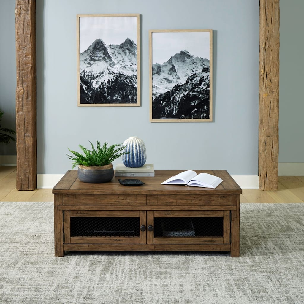 Pinebrook Ridge Weathered Toffee Lift Top Cocktail Table