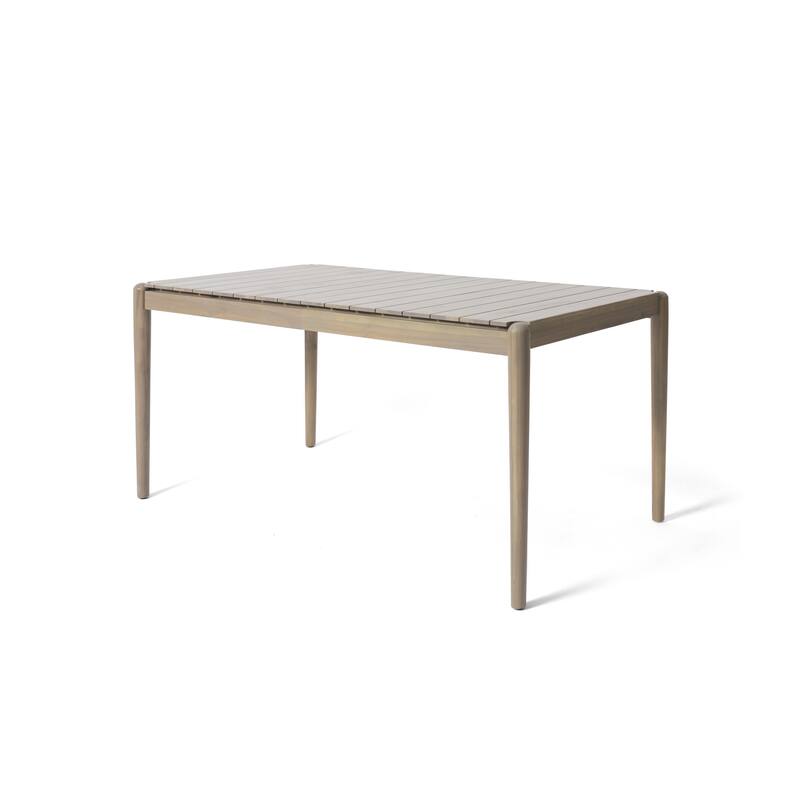 Siaz Dining Table, Rectangular 68 Inch, Slat Panel Design, Light Brown Wood