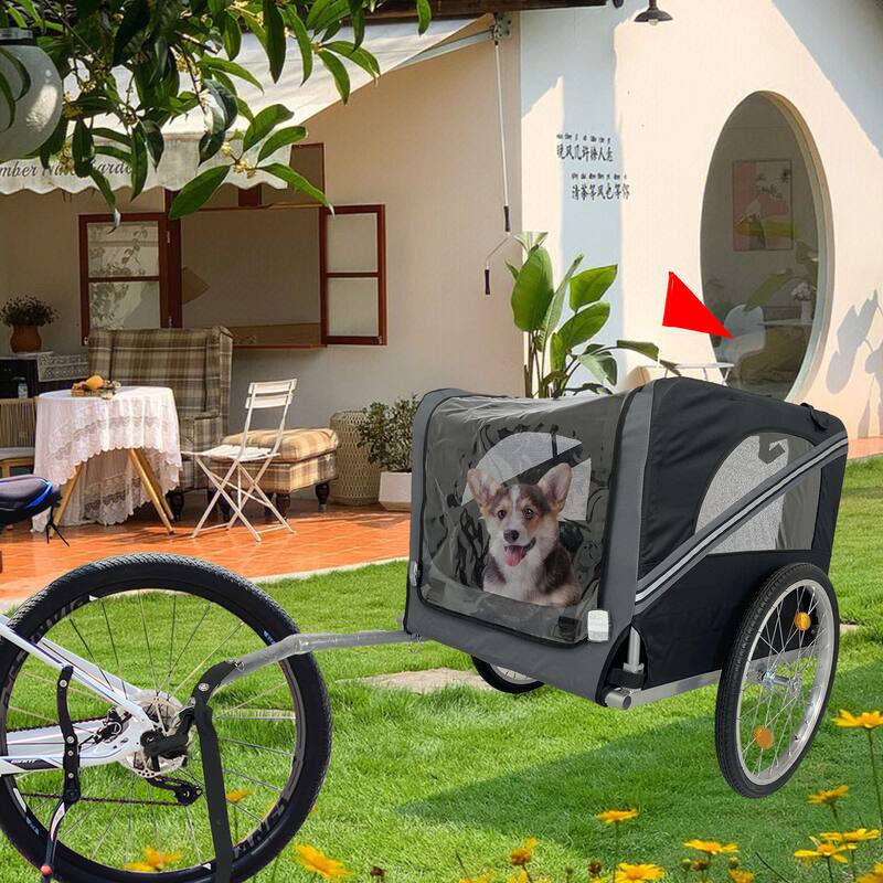 Durable Dog Bike Trailer with 20-Inch Wheels, Zippered Mesh Doors, and 88lb Capacity
