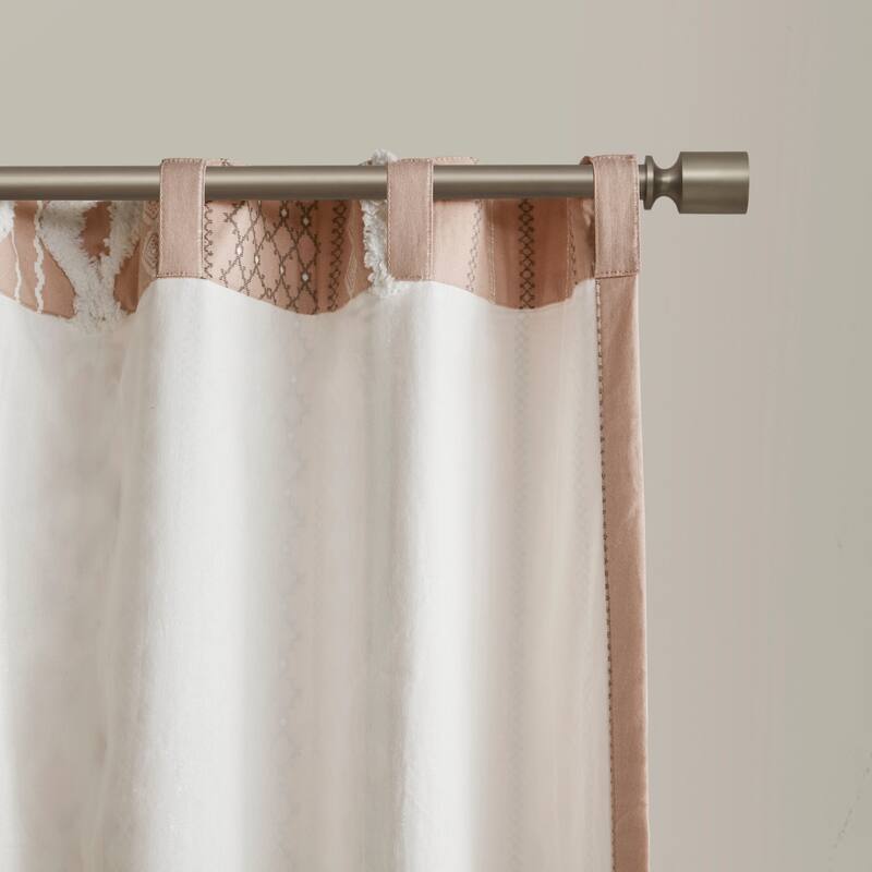 INK+IVY Imani Cotton Printed Single Curtain Panel with Chenille Stripe and Lining