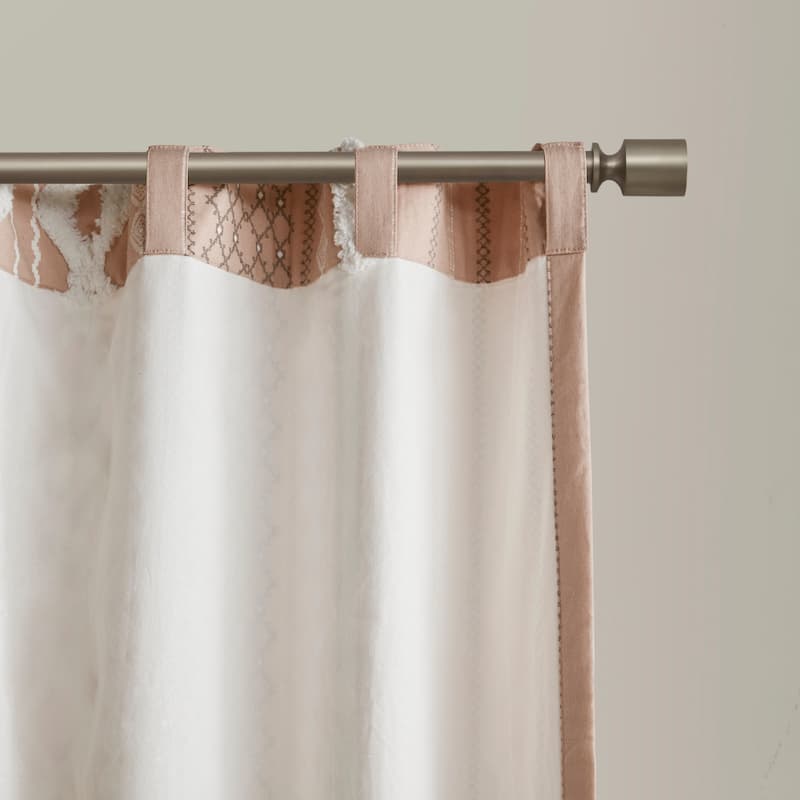 INK+IVY Imani Cotton Printed Single Curtain Panel with Chenille Stripe and Lining