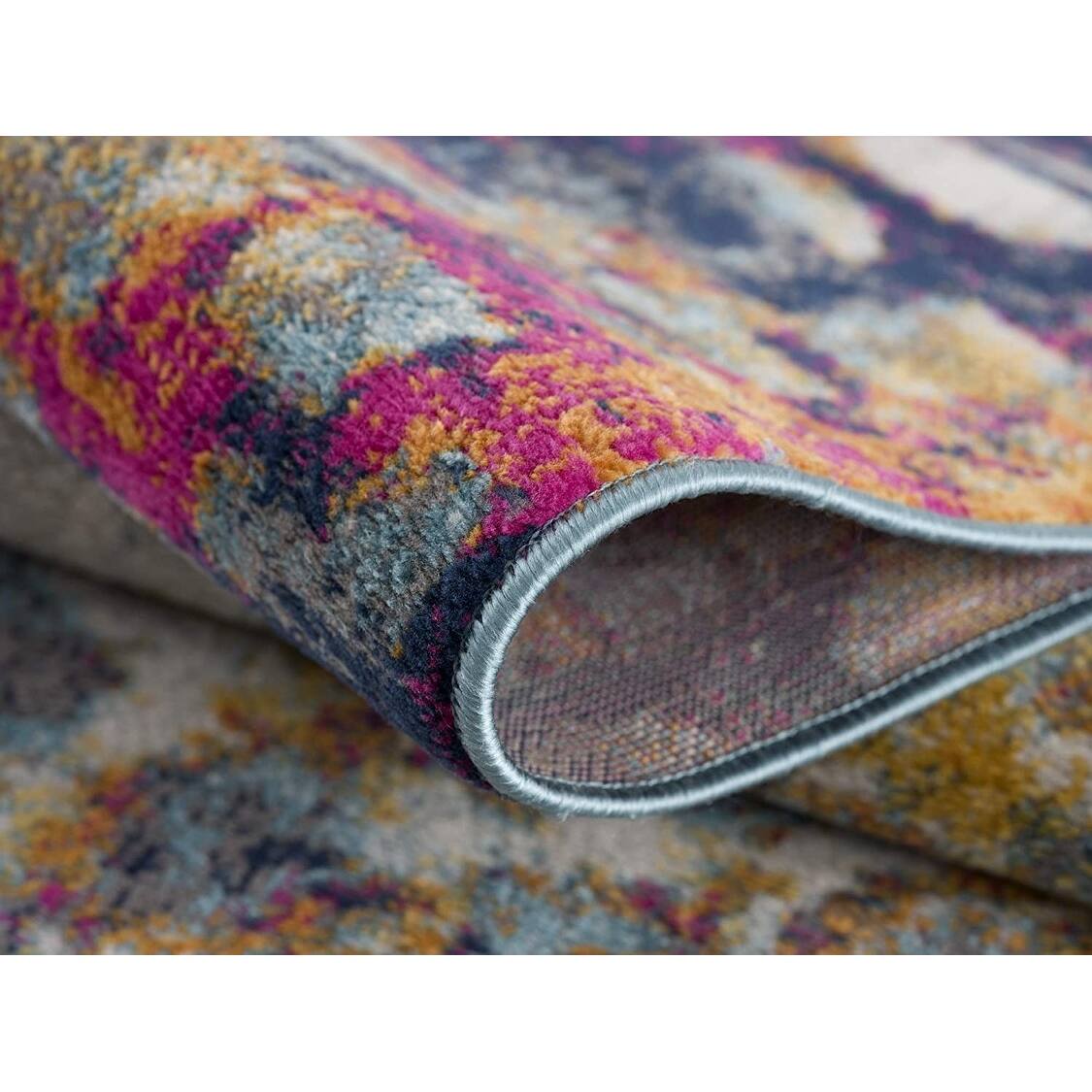 4' X 6' Multicolored Abstract Painting Area Rug 3'6" Bed Bath