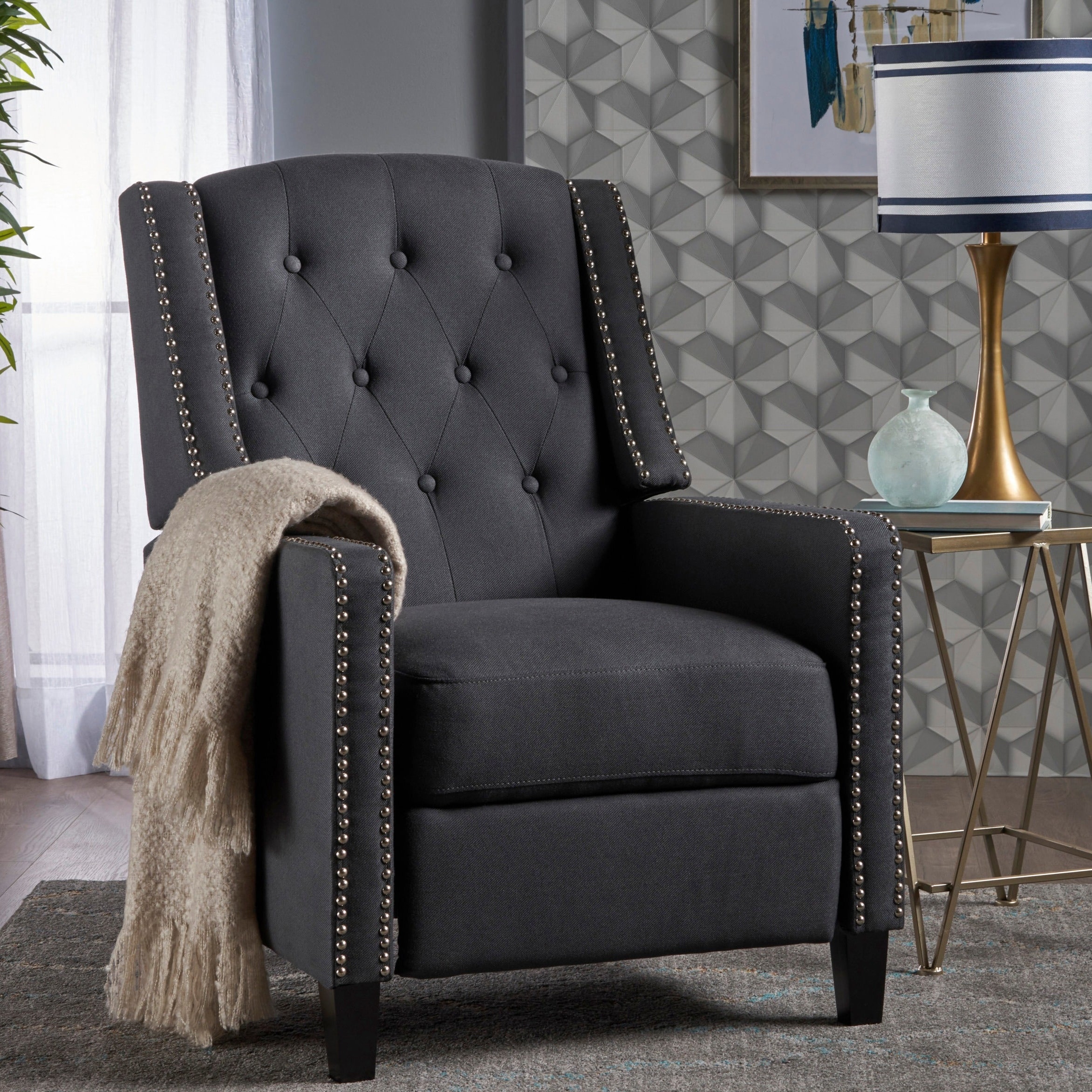 Dark Brown Christopher Knight Home Cerelia Tufted Fabric Recliner Dark Charcoal 