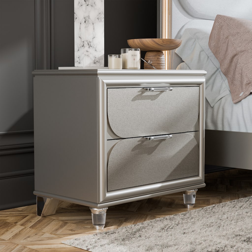 Furniture of America Angrove Modern Silver Wood 2-Drawer Nightstand