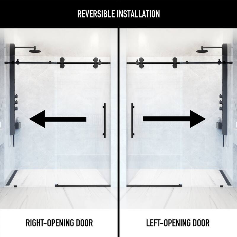 VIGO Elan 56" to 60" W x 74" H Frameless Sliding Shower Door