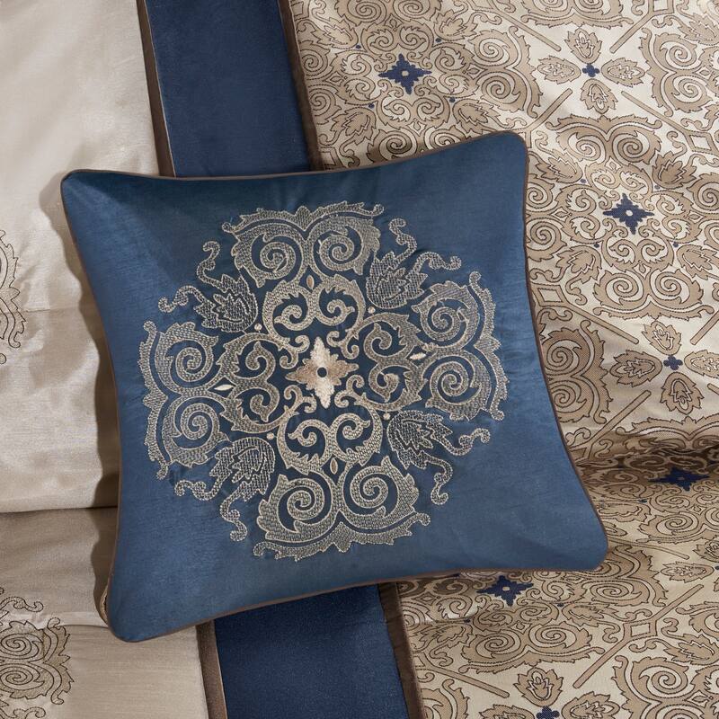 Madison Park Blaine 7 Piece Jacquard Comforter Set with Throw Pillows