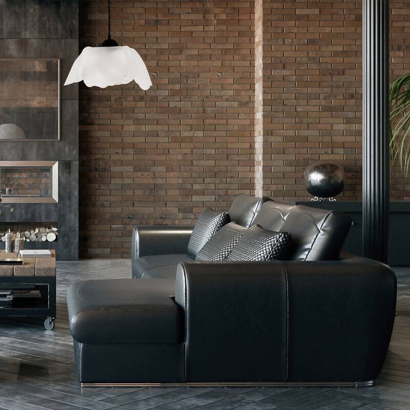 1 Light Pendant Light - Matte Black Finish, Frosted Diffuser, Adjustable Height - 16.75