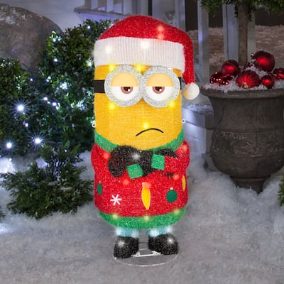 Holiday Tinsel Yard Sculpture-Minion Kevin in Santa Hat-28"-Universal