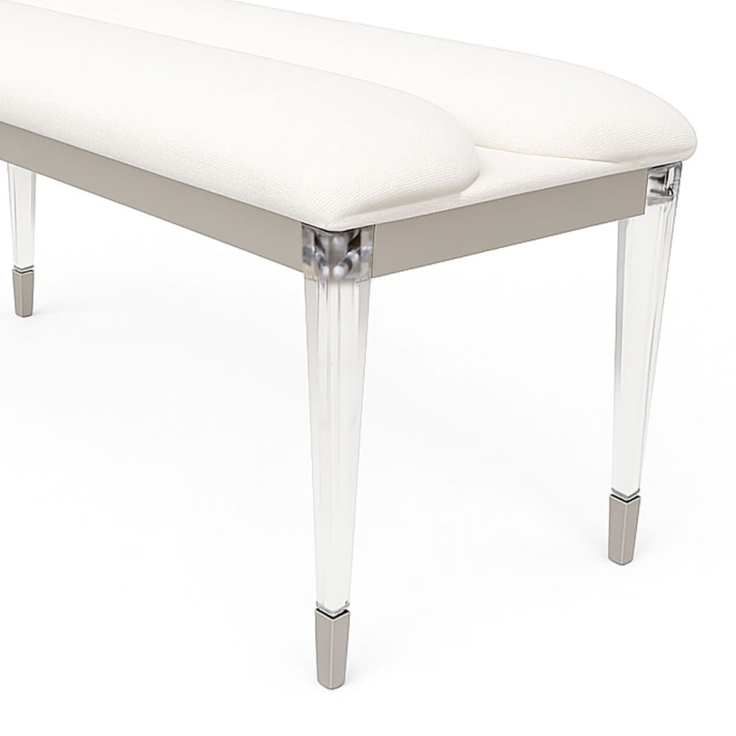 Contemporary Bench With Acrylic Legs And Upholstered Seat For Bedroom