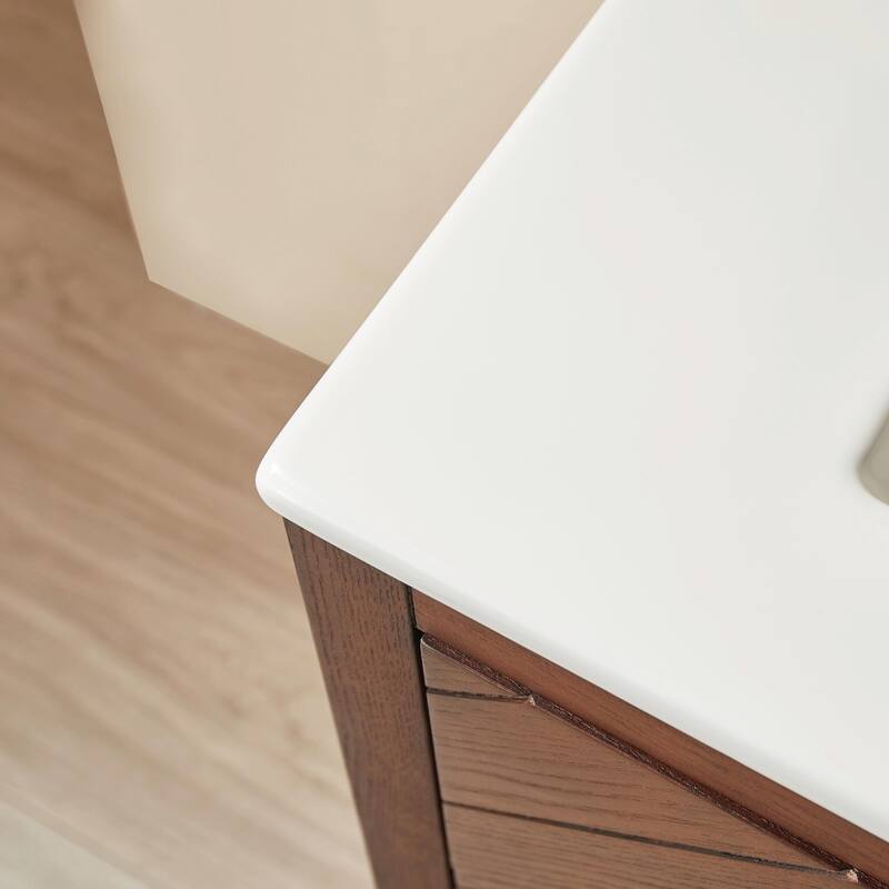 30-inch Wall-Mounted Floating Single Vanity with Ceramic Sink