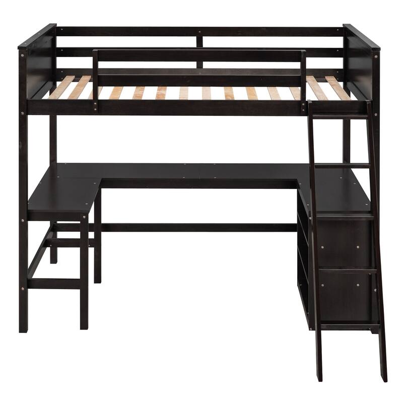 Multi-Functional Twin Loft Bed with Built-in Desk and Storage Shelves