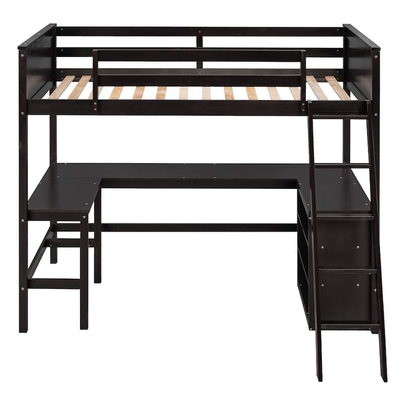 Twin Loft Bed with Desk and Shelves